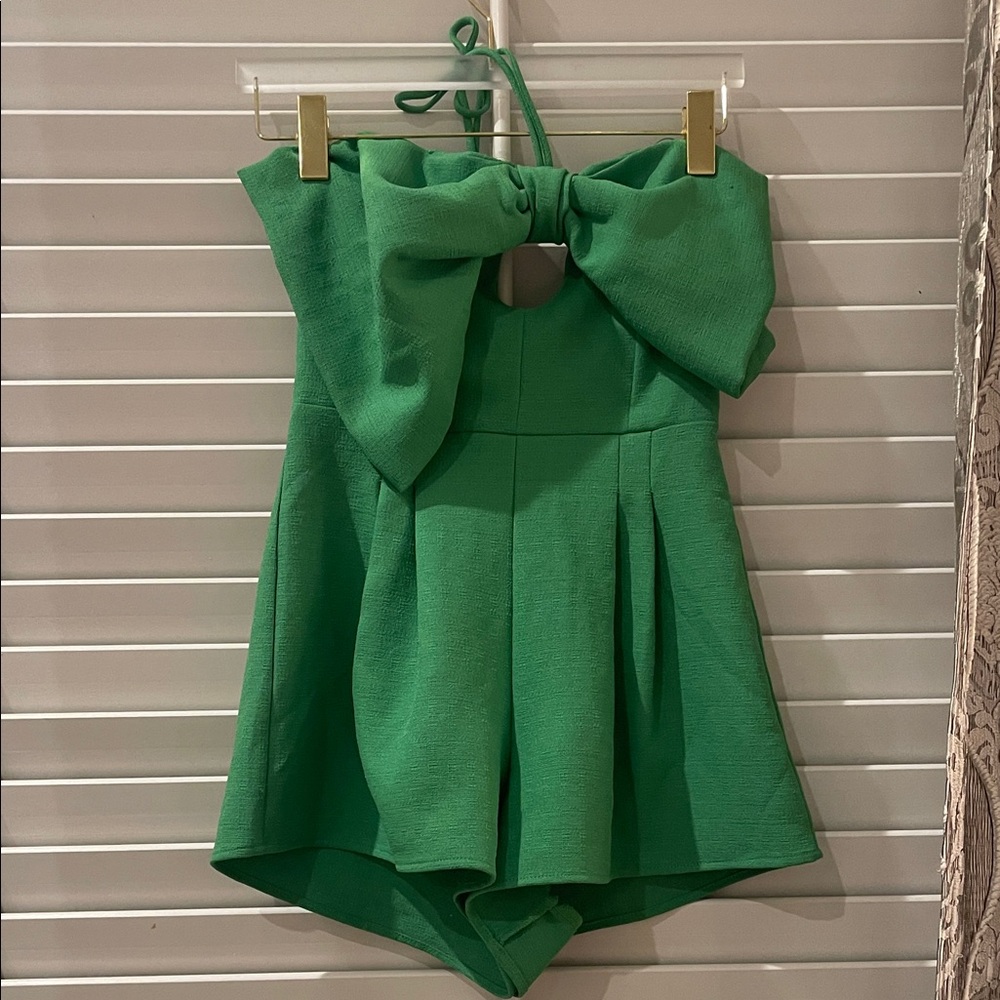 Green Halter Strap Romper